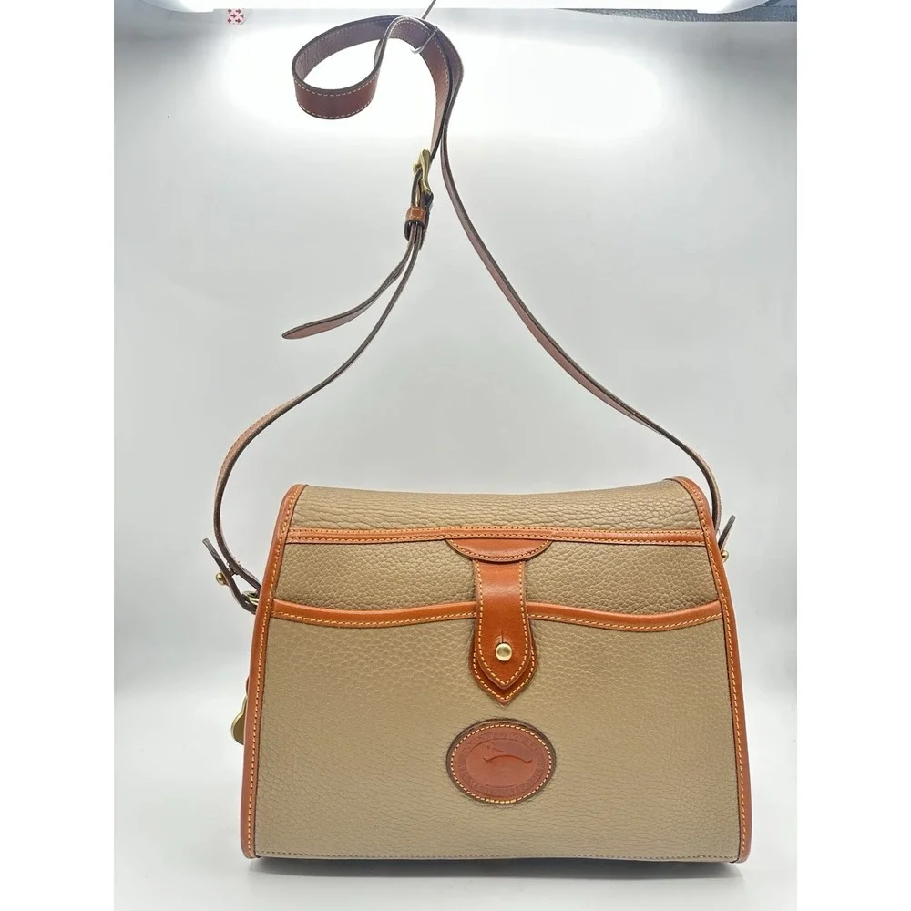 Vintage Dooney & Bourke All-Weather Leather Shoulder Bag - Tan & Brown